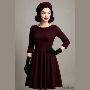 Unique Vintage Burgundy Sparkle Dress - New - XS